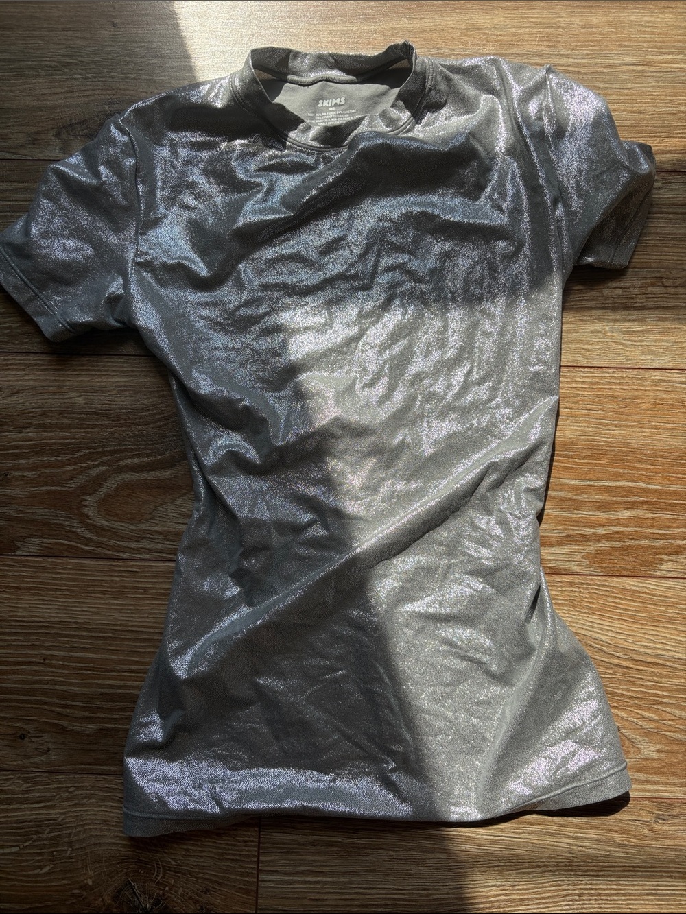 SKIMS Metallic Silver Short Sleeve Tee